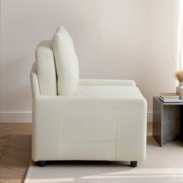 HOMCOM Poltrona letto rivestita in tessuto Teddy, 72 x 85,5 x 91 cm, Crema | Aosom Italy