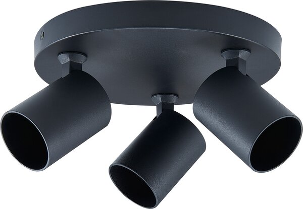 Lampada a soffitto Ravio, diametro 23 cm, 3 luci, attacco GU10, forma rotonda, colore nero