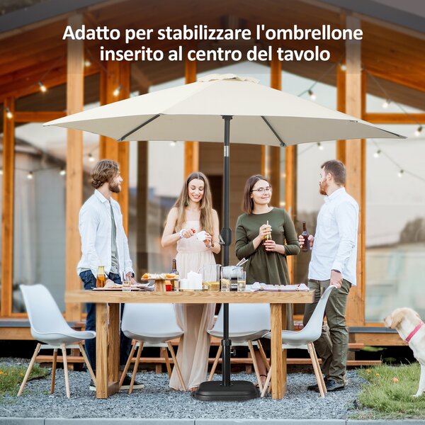 Outsunny Base per Ombrellone da Giardino in Plastica e Cemento da 11kg, 36x36x31cm, Nero|Aosom