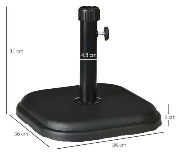 Outsunny Base per Ombrellone da Giardino in Plastica e Cemento da 11kg, 36x36x31cm, Nero|Aosom