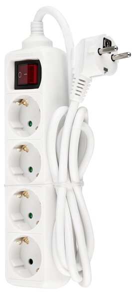 Ciabatta multipresa REV - Multipresa, 4 prese, 1,4 metri, 3500W, bianca