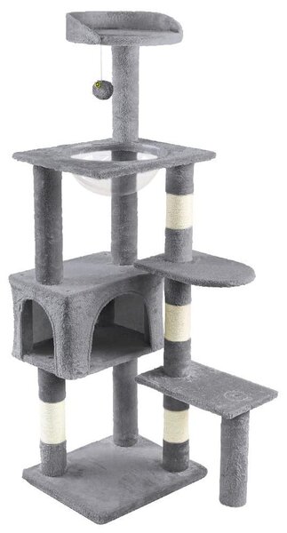 VOUNOT® Tiragraffi grande per gatti, tiragraffi con tronco in sisal, 138 cm, grigio