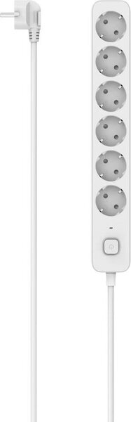 Ciabatta multipresa Hama con interruttore, 6 prese, 1,4 metri (ciabatta con protezione da sovratensione, 6 prese, multipresa, prolunga multipla, con protezione da contatto, LED, 45°), colore bianco