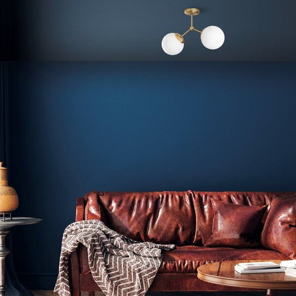 Plafoniera bianca/color ottone con paralume in vetro 15x44 cm Damar – Opviq lights