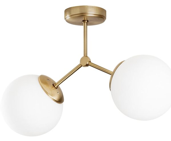 Plafoniera bianca/color ottone con paralume in vetro 15x44 cm Damar – Opviq lights