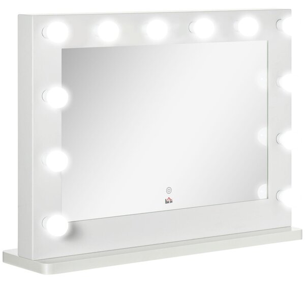 HOMCOM Hollywood Specchio da trucco 80 x 60 cm con illuminazione a LED, bianco