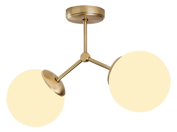 Plafoniera bianca/color ottone con paralume in vetro 15x44 cm Damar – Opviq lights