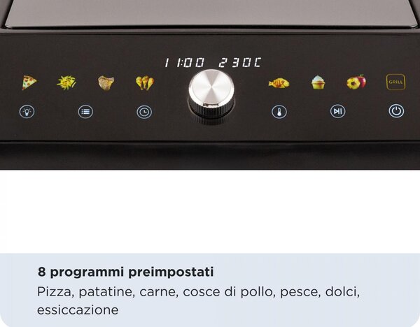 Ariete Friggitrice ad Aria Multifunzione 2 in 1 Capacit 10 Litri Potenza 2000 Watt con Timer colore Nero - 00C464900AR0 Air Fryer + Grill Pizza oven