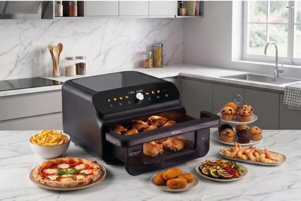 Ariete Friggitrice ad Aria Multifunzione 2 in 1 Capacit 10 Litri Potenza 2000 Watt con Timer colore Nero - 00C464900AR0 Air Fryer + Grill Pizza oven
