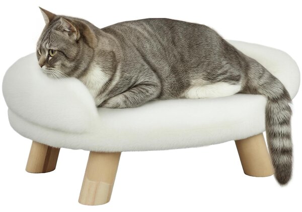 PawHut: cuccia per gatti e divano per cani, cuccia per cani, divano per animali domestici con design rialzato, color crema