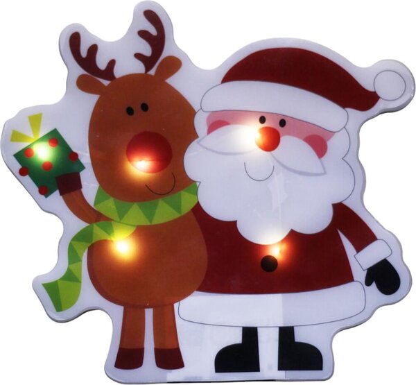 Immagine da finestra Babbo Natale 10 LED bianco caldo, timer 6/18 ore, interno, batterie CR2032