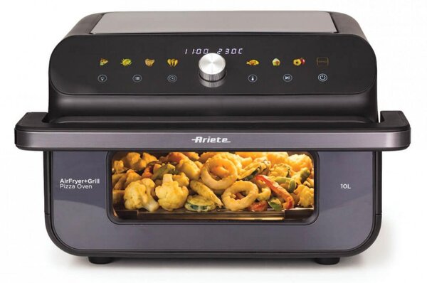 Ariete Friggitrice ad Aria Multifunzione 2 in 1 Capacit 10 Litri Potenza 2000 Watt con Timer colore Nero - 00C464900AR0 Air Fryer + Grill Pizza oven