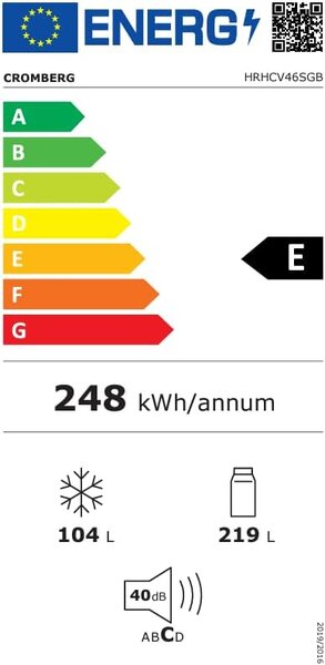 CROMBERG Frigorifero Combinato Capacit 323 Litri Classe energetica E Raffreddamento Total No Frost colore Nero - HRHCV46SGB