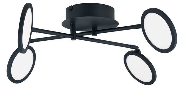 Lindby LED plafoniera Manel, nero, ferro, lunghezza 60 cm