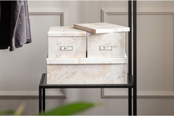 Scatole in set con coperchio beige in cartone 3 pz 31x47x15,5 cm Inge Paper Laminate – Bigso