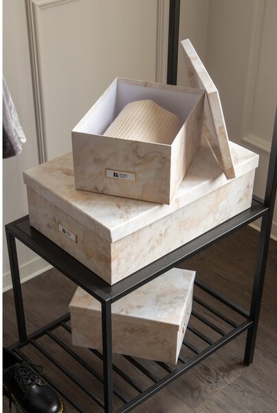 Scatole in set con coperchio beige in cartone 3 pz 31x47x15,5 cm Inge Paper Laminate – Bigso
