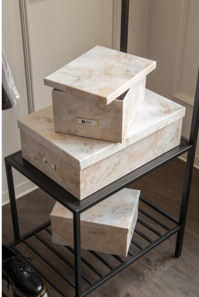 Scatole in set con coperchio beige in cartone 3 pz 31x47x15,5 cm Inge Paper Laminate – Bigso