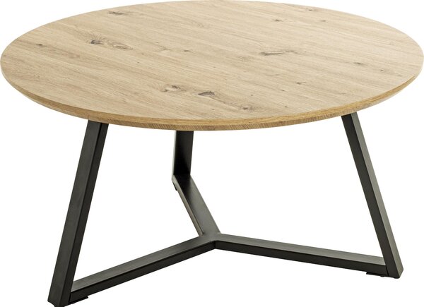 Tavolino HAKU in rovere chiaro e nero - MDF, metallo, L/A/P: 80x42x80 cm