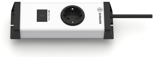 EHMANN 0200x0n012301, ciabatta multipresa con 1 presa standard + 1 porta USB-C da 65W (ricarica rapida)