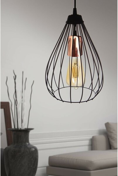 Lampadario nero con paralume in metallo ø 24 cm Fasah – Opviq lights