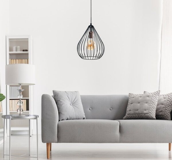 Lampadario nero con paralume in metallo ø 24 cm Fasah – Opviq lights
