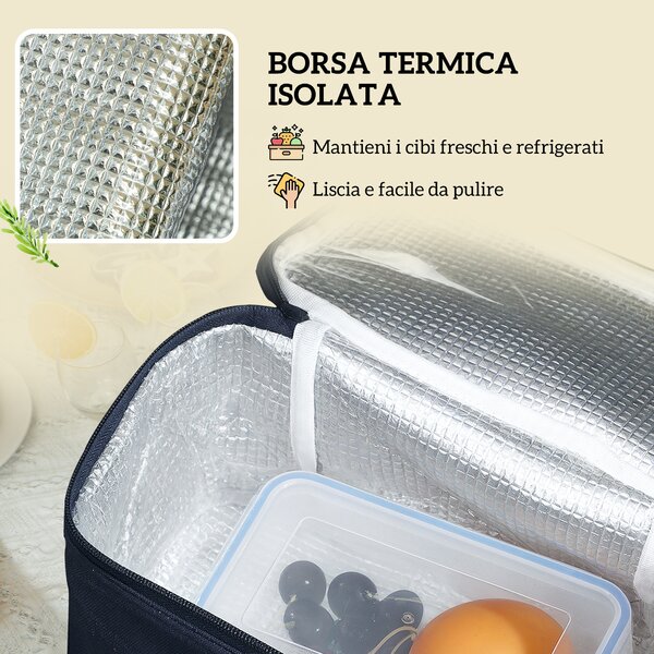 Outsunny Cesta da Pic Nic per 4 Persone con Area Frigo e Accessori, in Vimini, 54x34x20 cm, color Legno | Aosom Italy