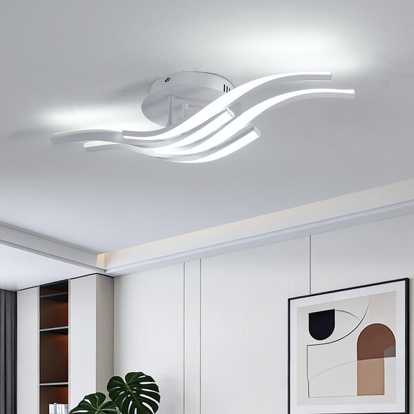 Lampada da soffitto LED moderna ed elegante, 32W, 3600LM, 60cm. Lampada da soffitto LED in alluminio bianco, ideale per illuminare camere da letto, soggiorni, corridoi. Luce bianca fredda, 6500K