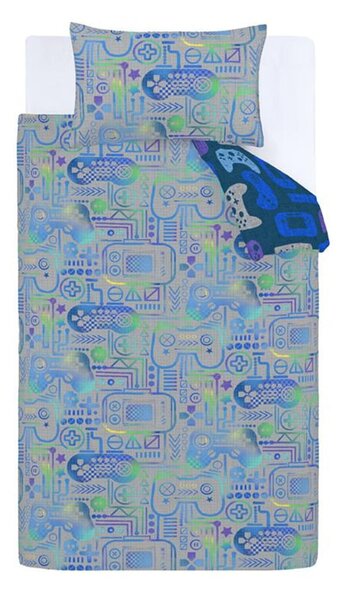 Biancheria da letto per bambini blu/grigia in microfibra per letto singolo 135x200 cm Gamer – Catherine Lansfield