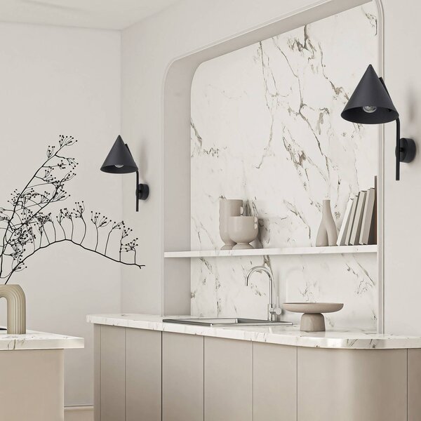 Applique da parete Cono TK Lighting, dimmerabile, Nero, Soggiorno / Sala da pranzo, Metallo, Moderno, Applique