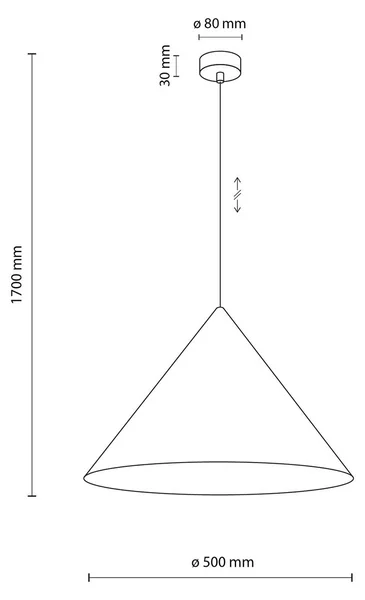 Lampada a sospensione Cono, 1 luce, Ø 50 cm, sabbia, E27 Cono TK Lighting, dimmerabile, Crema / Ambra, Soggiorno / Sala da pranzo, Metallo, Moderno