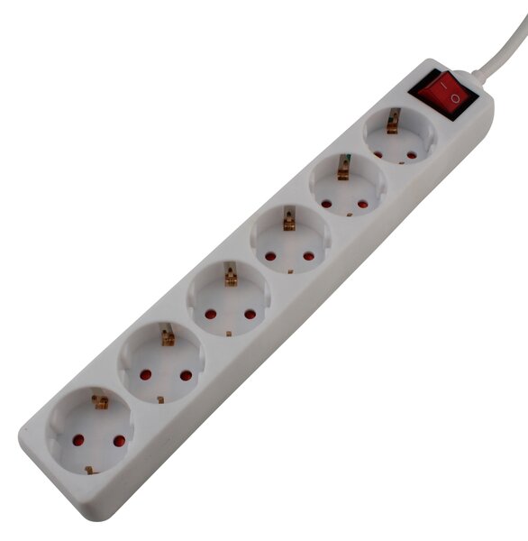 Unitec 444921 Multipresa da tavolo con interruttore, 6 prese, 1,4 m, cavo H05VV-F 3G1,5 mm², bianco