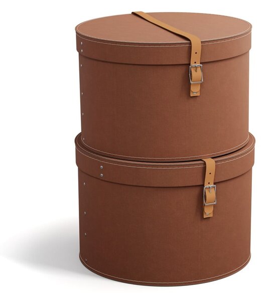 Scatole in set con coperchio marroni in cartone 2 pz ø 37,5x25 cm Rut Restore Paper Laminate – Bigso