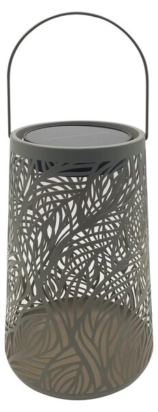 Dehner Lanterna solare Olea, diametro 20 cm, altezza 32 cm – Lampada da giardino a LED, luce bianco caldo, alimentazione solare, sensore di luminosità, metallo e plastica, colore verde