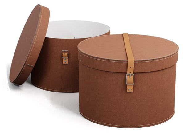 Scatole in set con coperchio marroni in cartone 2 pz ø 37,5x25 cm Rut Restore Paper Laminate – Bigso