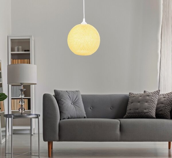 Lampadario su corda JUTE 1xE27/60W/230V giallo