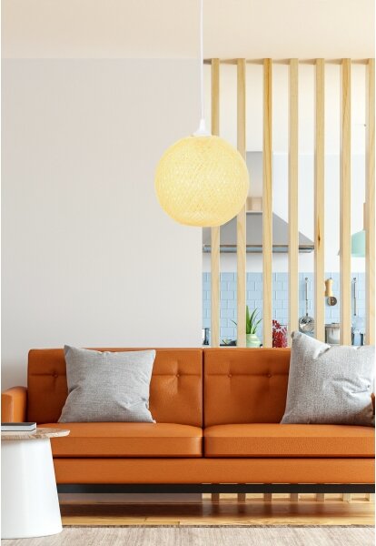 Lampadario su corda JUTE 1xE27/60W/230V giallo
