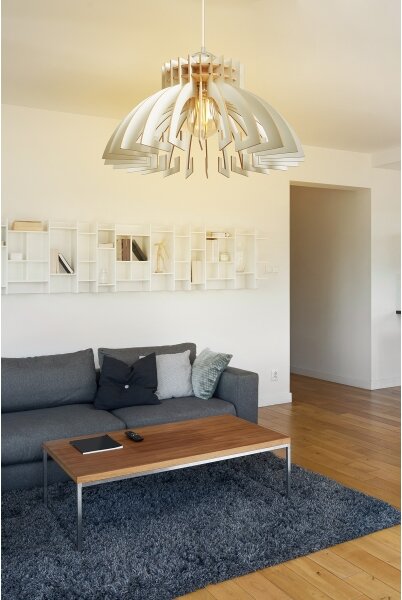 Lampadario a sospensione con filo 1xE27/60W/230V bianco diametro 39 cm