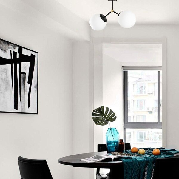 Plafoniera bianca e nera con paralume in vetro 15x44 cm Damar – Opviq lights