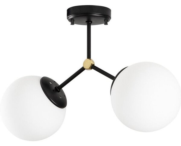 Plafoniera bianca e nera con paralume in vetro 15x44 cm Damar – Opviq lights