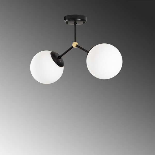 Plafoniera bianca e nera con paralume in vetro 15x44 cm Damar – Opviq lights