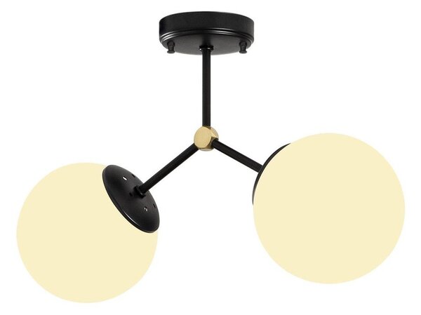 Plafoniera bianca e nera con paralume in vetro 15x44 cm Damar – Opviq lights