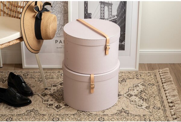 Scatole in set con coperchio rosa chiaro in cartone 2 pz ø 37,5x25 cm Rut Restore Paper Laminate – Bigso