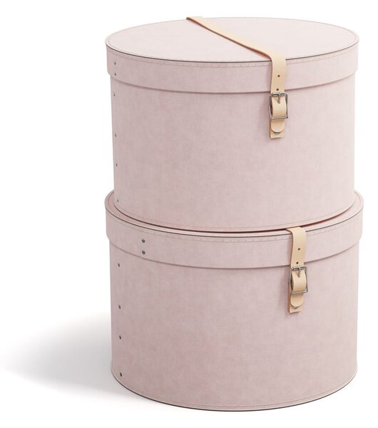 Scatole in set con coperchio rosa chiaro in cartone 2 pz ø 37,5x25 cm Rut Restore Paper Laminate – Bigso