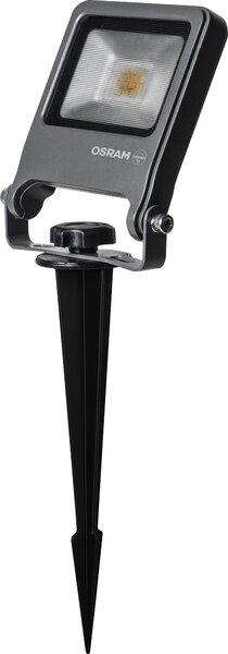 OSRAM ENDURA Garden Flood, faretto da esterno da interrare, 10W, 800 lumen, 3000K (bianco caldo), grado di protezione IP65, cavo di 2 metri con spina, alluminio, colore grigio scuro