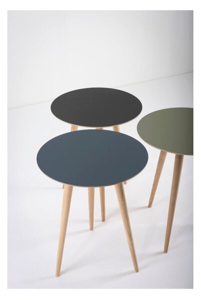Tavolino in legno di quercia con piano nero , ⌀ 45 cm Arp - Gazzda