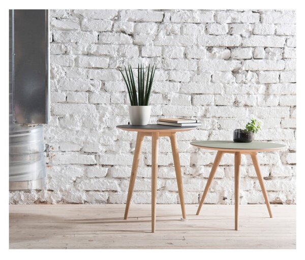 Tavolino in legno di quercia con piano nero , ⌀ 45 cm Arp - Gazzda