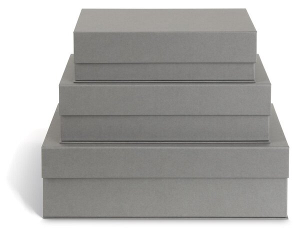 Scatole in set con coperchio grigie in cartone 3 pz 42,5x29,5x13 cm Kian Paper Laminate – Bigso
