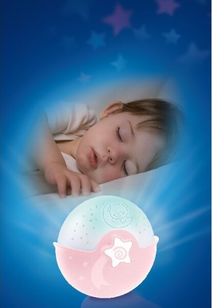 Infantino - Lampada piccola per bambini con proiettore 3xAA rosa