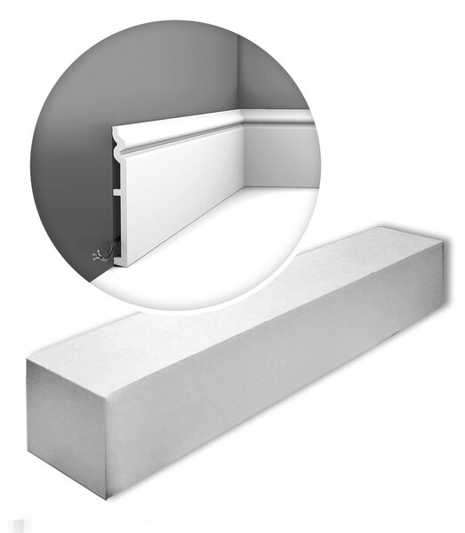Orac Decor SX206-box LUXXUS CONTOUR1 cartone con 9 strisce decorative Battiscopa per pavimenti stile classico colore bianco | 18 m