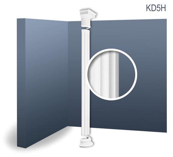 Orac Decor Kd5H Luxxus Mezza Colonna Set completo Colonna in stucco classica antica a rilievo Decorazione murale Bianco | 2,42 metri